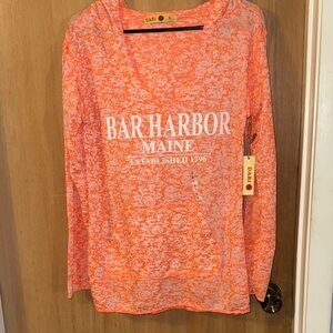 NWT Burnout Style Orange Bar Harbor Maine Hoodie Large